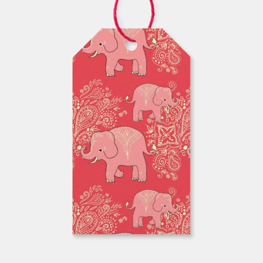 甘いメーンディゾウの贈り物ラベル、サンゴと桃 ギフトタグ (裏面)