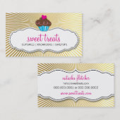 甘いモダンかわいいカップケーキピンク金ゴールドレトロ日が差すこと 名刺 (正面/裏面)