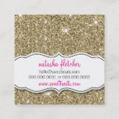 甘いモダンかわいいカップケーキベーカリーピンク金ゴールドグリッター スクエア名刺 (裏面)