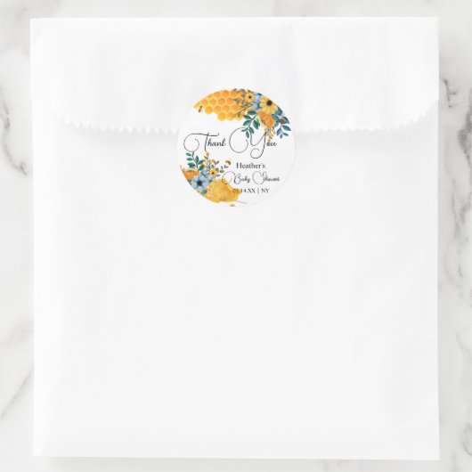 甘いモダンはちみつビーフローラベイビーシャワー ラウンドシール (バッグ)