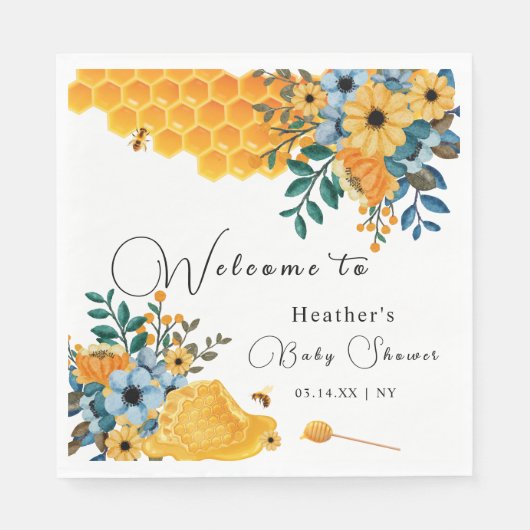 甘いモダンはちみつビーフローラベビーシャワーウェルカム スタンダードランチョンナプキン (正面)