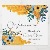 甘いモダンはちみつビーフローラベビーシャワーウェルカム スパークリングワインラベル (シングルラベル)