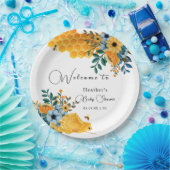 甘いモダンはちみつビーフローラベビーシャワーウェルカム ペーパープレート (パーティー)