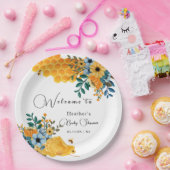 甘いモダンはちみつビーフローラベビーシャワーウェルカム ペーパープレート (パーティー)