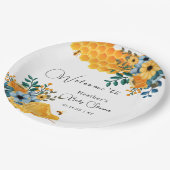 甘いモダンはちみつビーフローラベビーシャワーウェルカム ペーパープレート (アングル)