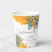 甘いモダンはちみつビーフローラベビーシャワーウェルカム 紙コップ (裏面)
