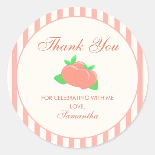 甘いモダン小さな桃の赤ちゃんシャワー ラウンドシール (正面)