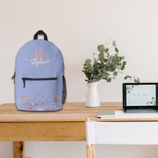 甘いモノグラムの花 プリントバックパック