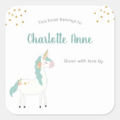 甘いユニコーンの子供たちの蔵書票 スクエアシール (正面)