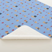 甘いヨークシャーテリア弓とハート – 青 –  シェルパブランケット (3/4)