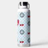 甘いライクさくらんぼママレトロヴィンテージハートブルー ウォーターボトル (背面)