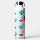 甘いライクさくらんぼママレトロヴィンテージハートブルー ウォーターボトル (正面)