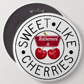 甘いライクさくらんぼレトロヴィンテージスタンプ退職 缶バッジ (正面&裏面)