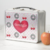 甘いライクさくらんぼレトロヴィンテージハート片面 メタルランチボックス (インサイチュ)