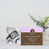 甘いラベンダーストライプベビー誕生のお知らせ 案内状 (スタンド正面)