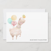 甘いラマ文パーソナライズされた具 ノートカード (正面)