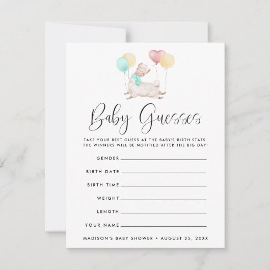 甘いラマ赤ちゃんシャワー推理ゲーム (正面)