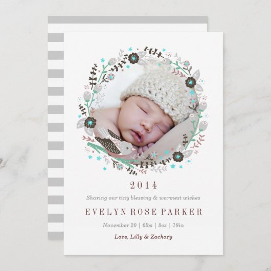 甘いリース誕生のお知らせ 案内状 (正面/裏面)