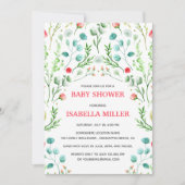 甘いリース |水彩フローラベビーシャワー 招待状 (正面)