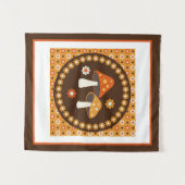 甘いレトロキノコと花のポスター タペストリー (正面(横))