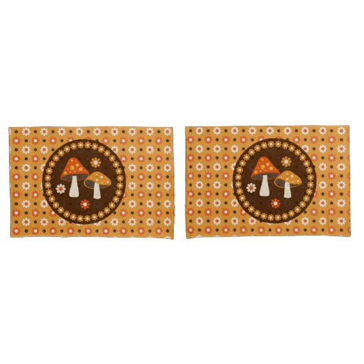 甘いレトロキノコと花 枕カバー (フロントセット)