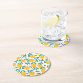 甘いレモンの枝のパターン ラウンドペーパーコースター (インサイチュ)