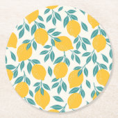 甘いレモンの枝のパターン ラウンドペーパーコースター (正面)