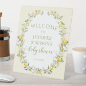 甘いレモンフローラリースベビーシャワー歓迎サイン 台座サイン (インサイチュ)