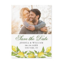 甘いレモン緑の写真ウェディング日付を保存