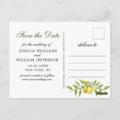 甘いレモン緑の写真ウェディング日付を保存 ポストカード (裏面)