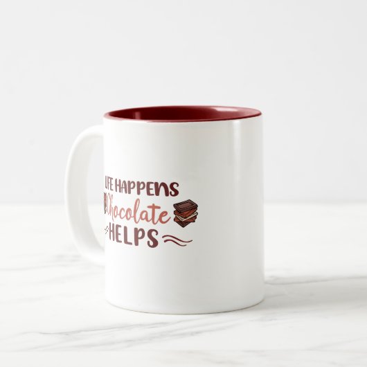 甘いレリーフ、 浮き彫りライフがチョコレートショコラ救済トを起こす ツートーンマグカップ (正面左)
