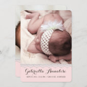 甘いレースの女の赤ちゃんの写真の誕生の発表 案内状 (正面/裏面)