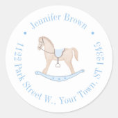 甘いロッキングホース男の赤ちゃんシャワー差出人住所 ラウンドシール (正面)