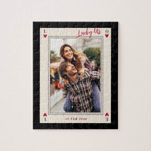 甘いロマンチックかわいいレトロバレンタインデーのギフト写真 ジグソーパズル (縦)