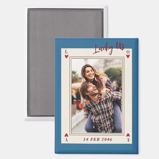 甘いロマンチックかわいいレトロバレンタインデーのギフト写真 マグネット (正面/裏面)