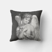 甘いロマンチックなキュピッドアンティークリトグラフスローピル クッション (裏面)