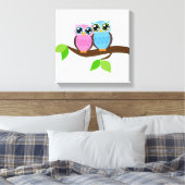 甘いロマンチックなフクロウ キャンバスプリント (インサイチュ (寝室))