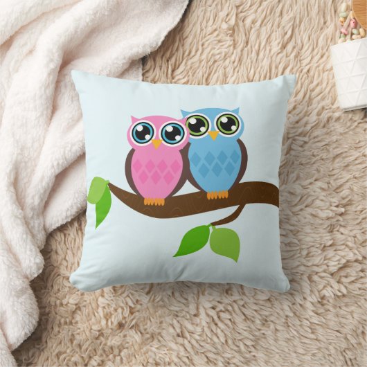 甘いロマンチックなフクロウ クッション (ブランケット)