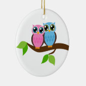甘いロマンチックなフクロウ セラミックオーナメント (右)