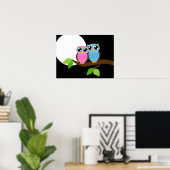 甘いロマンチックなフクロウ ポスター (ホームオフィス)