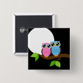 甘いロマンチックなフクロウ 缶バッジ (正面&裏面)