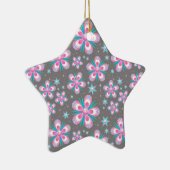 甘いロマンチックな抽象芸術ピンクの花のパターン セラミックオーナメント (右)