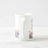 甘いワイルドフラワーで名前を縁ど定義 ボーンチャイナマグカップ (裏面)