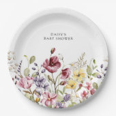 甘いワイルドフラワーの赤ちゃんシャワー ペーパープレート (正面)