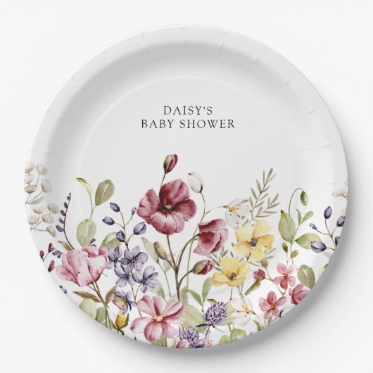 甘いワイルドフラワーの赤ちゃんシャワー ペーパープレート (正面)