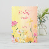 甘いワイルドフラワーカラフルの赤ちゃんシャワーほたてり 招待状 (スタンド正面)