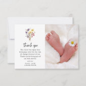甘いワイルドフラワーフォトベビーシャワー サンキューカード (正面)