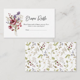 甘いワイルドフラワーベビーシャワーおむつラッフル エンクロージャーカード