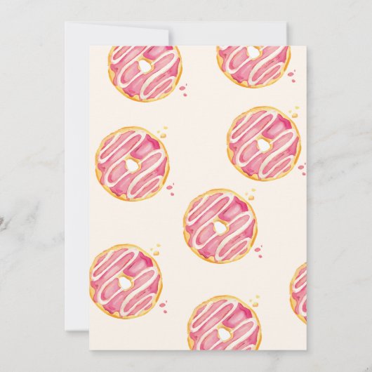 甘いワンドーナツのピンクの女の子の最初の誕生日 招待状 (裏面)