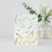 甘いヴィンテージのウェディングドレスパターン ポストカード (スタンド正面)